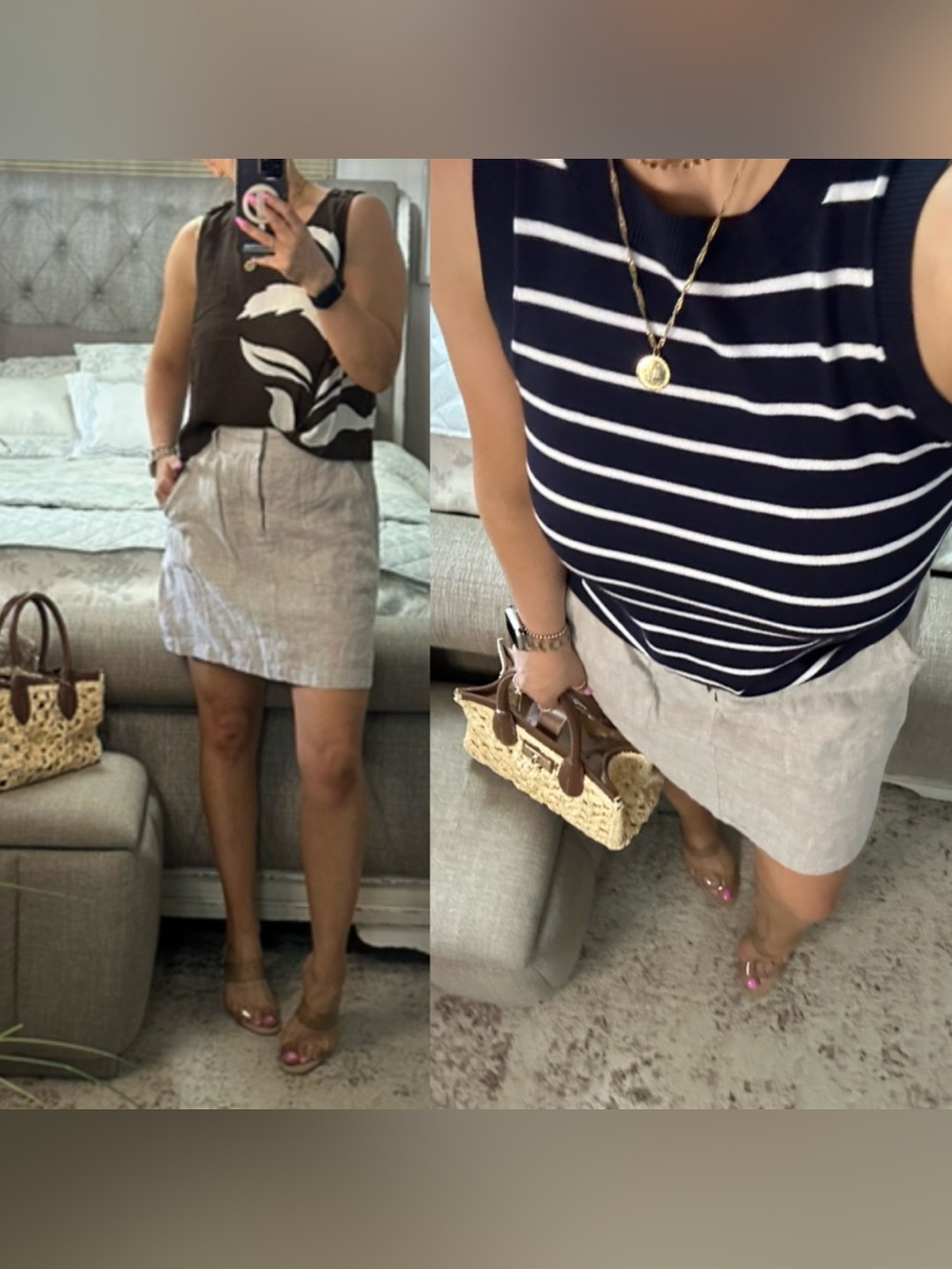 New🌺 Natural Linen Blend Skort with Pockets